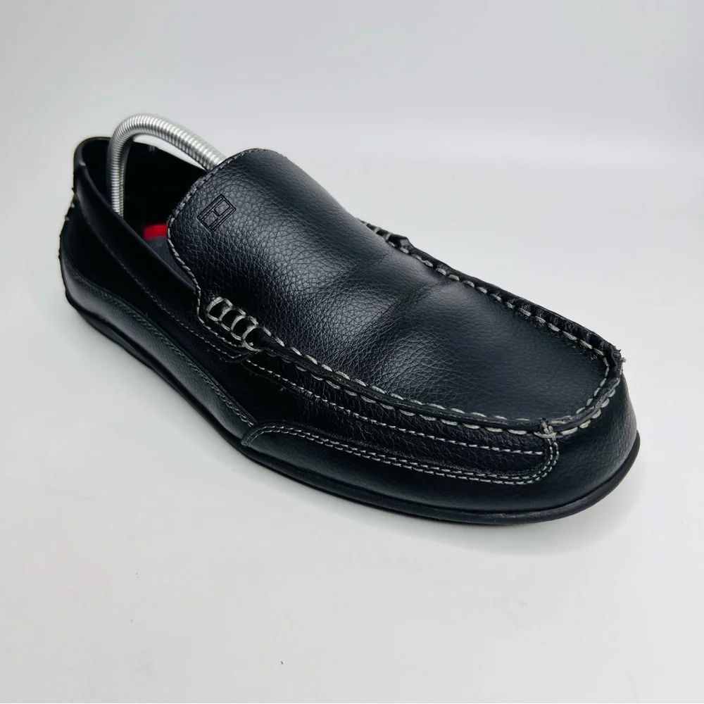 Tommy Hilfiger Men’s Dathan Black Vegan Leather Driving Slip On Loafers …